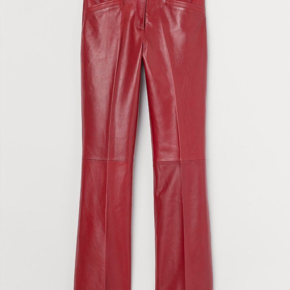 Y2K Hennes Collection Marbled Burgundy Calf Leather Bootcut Jeans EU42 (US34/34) - Picture 14 of 16